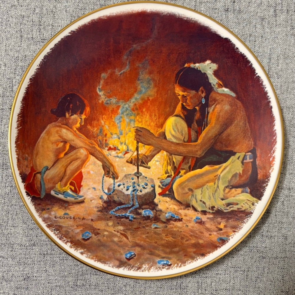 Gorham Turquoise Bead Maker E Irving Couse Santa Fe Railway Plate 1978 1727/7500